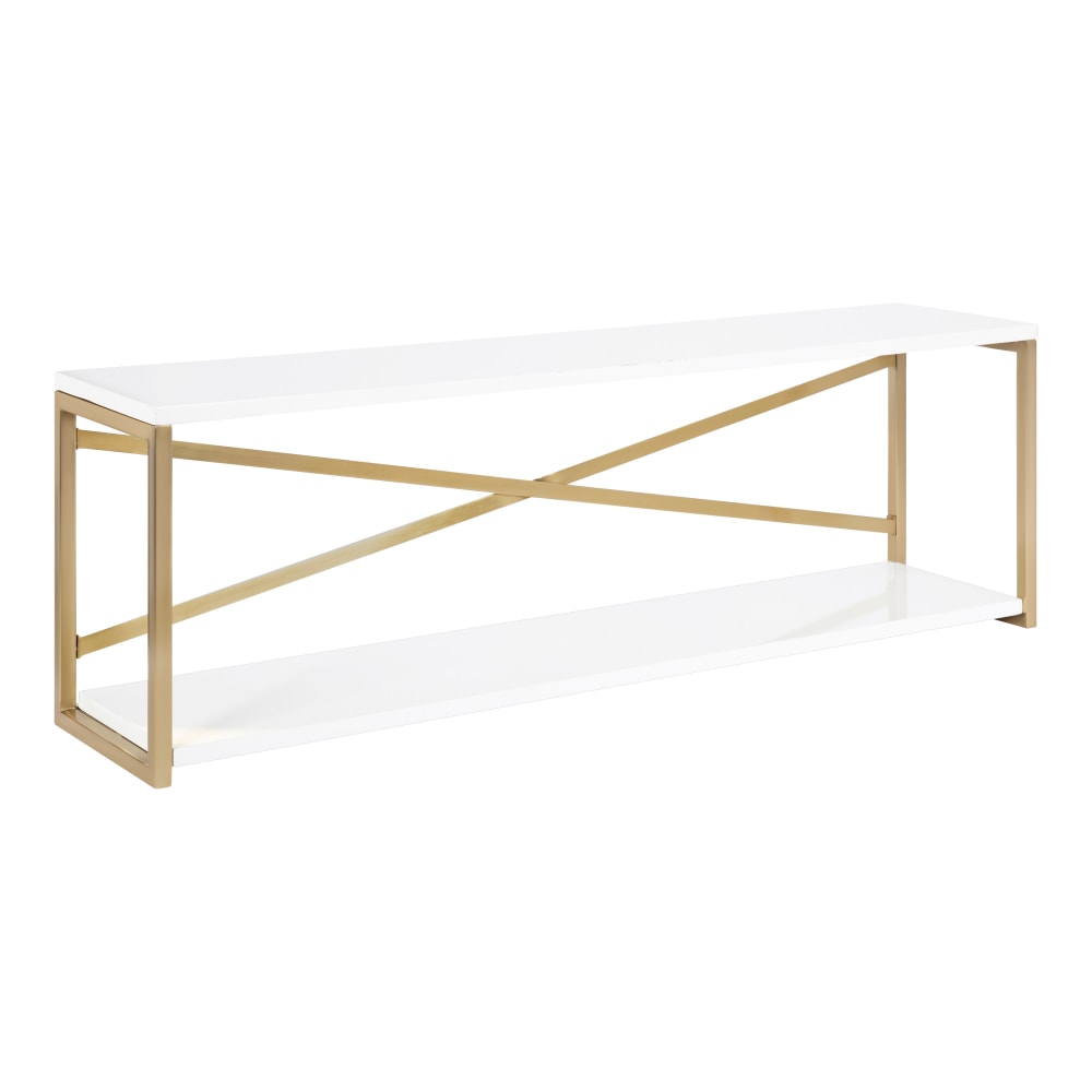 Kate and Laurel Ascott 2-Tier Wall Shelves, 12inH x 36inW x 8inD, White/Gold MPN:223482