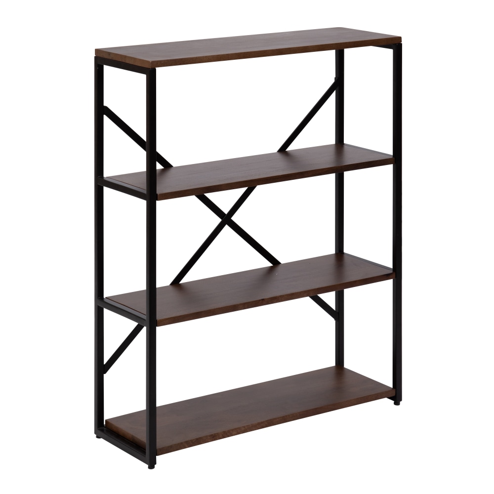 Kate and Laurel Ascott 4-Tier Wall Shelves, 31-13/16inH x 24inW x 8-3/16inD, Natural/Black MPN:223485