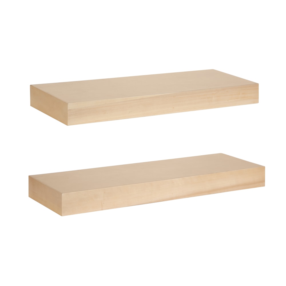 Kate and Laurel Havlock Wood Shelf Set, 2-1/4inH x 24inW x 8inD, Natural MPN:224176