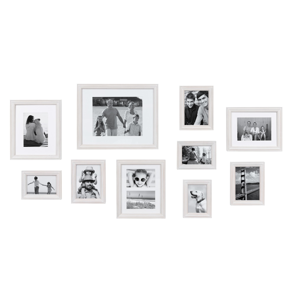Kate And Laurel Bordeaux Gallery Wall Frame Kit, 15-1/2in x 12-1/2in, White Wash, Set of 10 MPN:213728