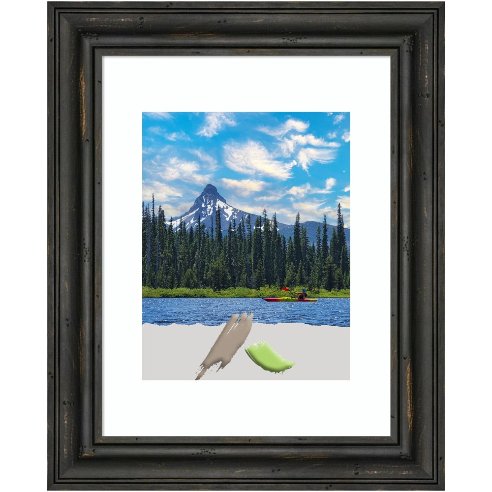 Amanti Art Rustic Narrow Wood Picture Frame, Opening Size 14in x 17in (Matted To 11in x 14in), Pine Black MPN:A42704093507
