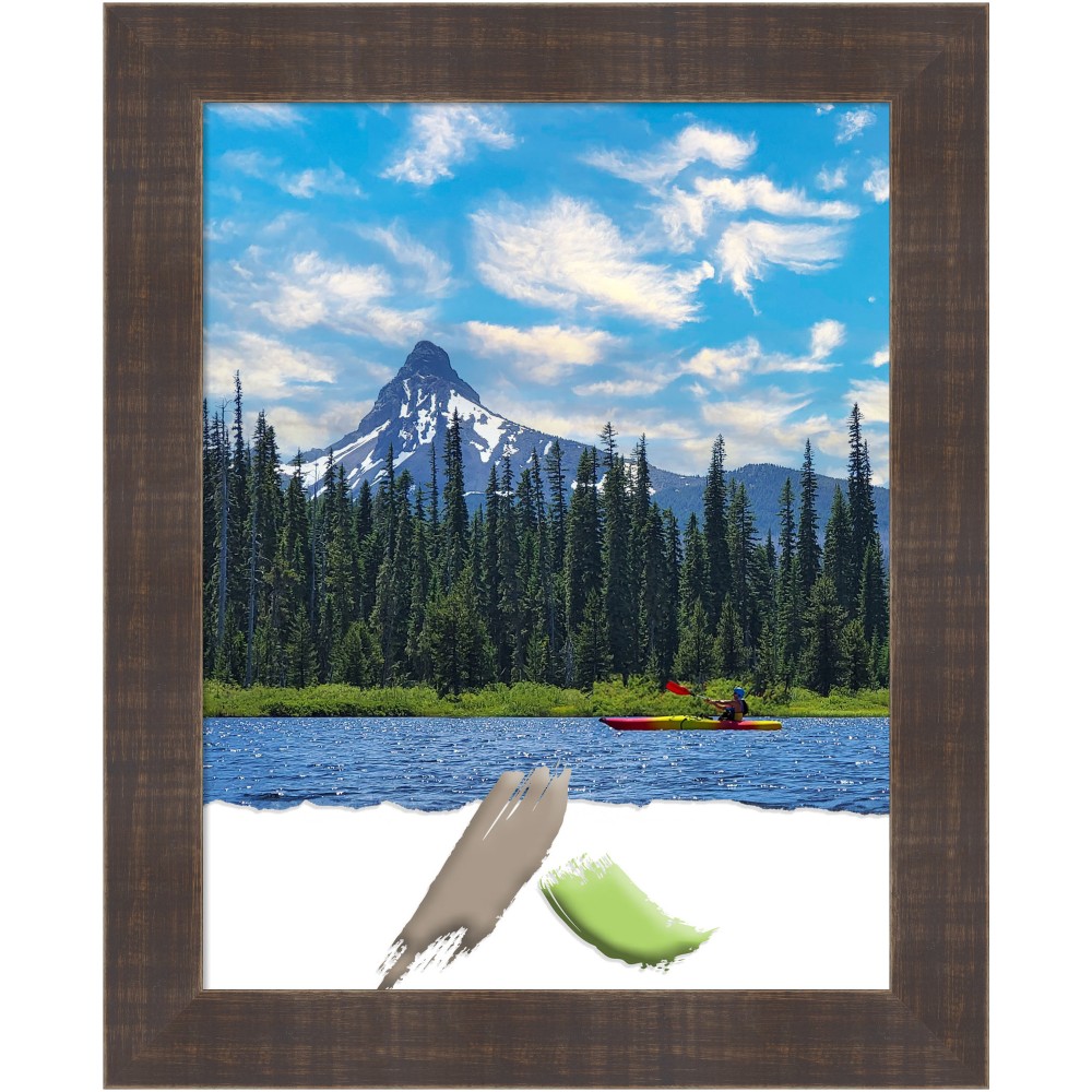 Amanti Art Wood Picture Frame, 13in x 16in, Matted For 11in x 14in, Whiskey Brown Rustic MPN:A42707344713