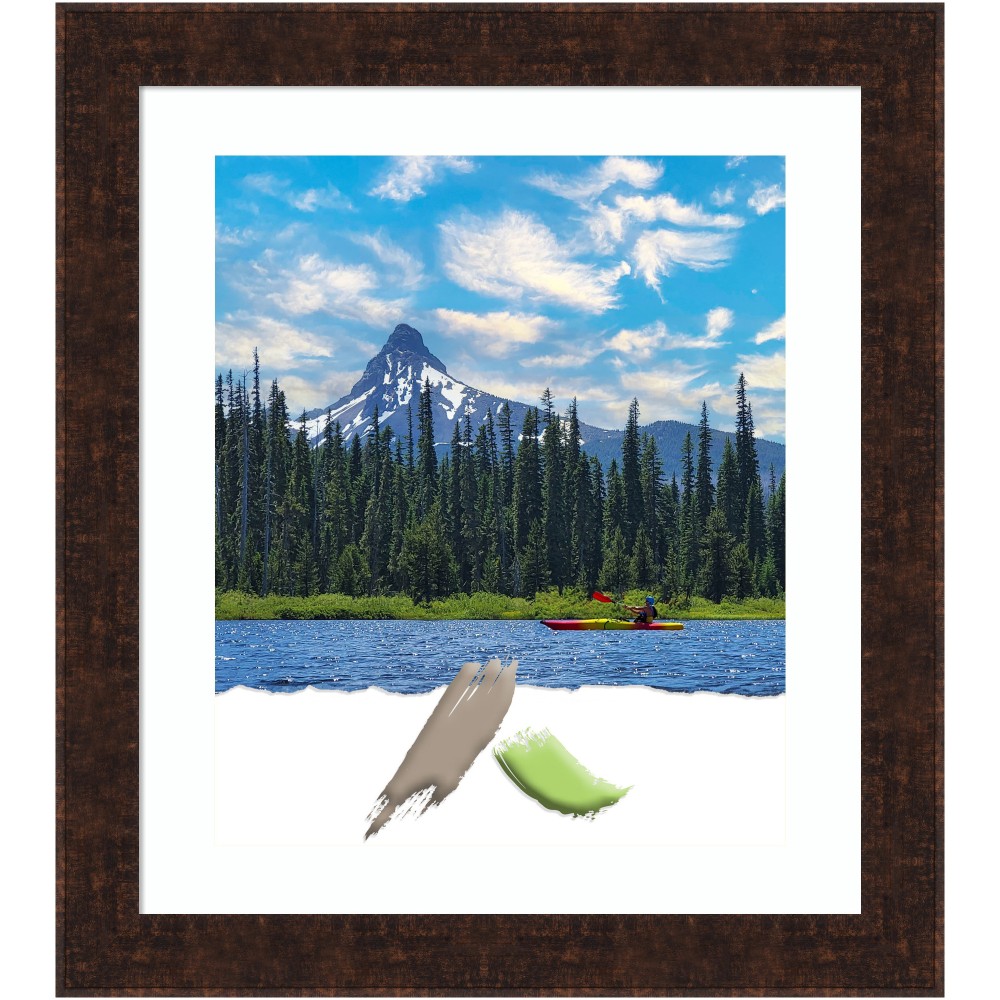 Amanti Art Rectangular Narrow Picture Frame, 24in x 28in With Mat, William Mottled Bronze MPN:A42707345654