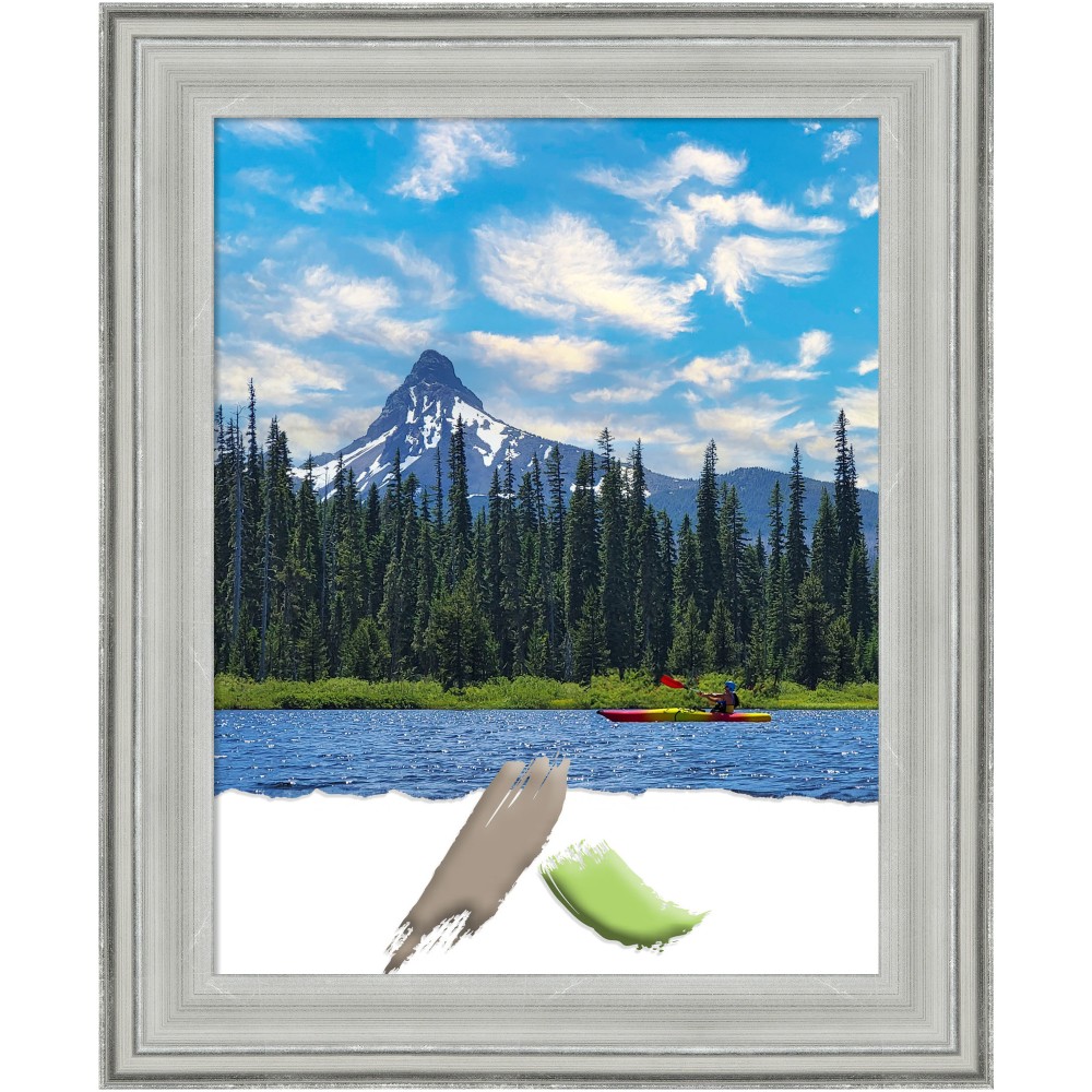 Amanti Art Wood Picture Frame, Opening Size 11in x 14in, 17inH x 14inW x 1-1/2inD, Bel Volto Silver MPN:A42708296926