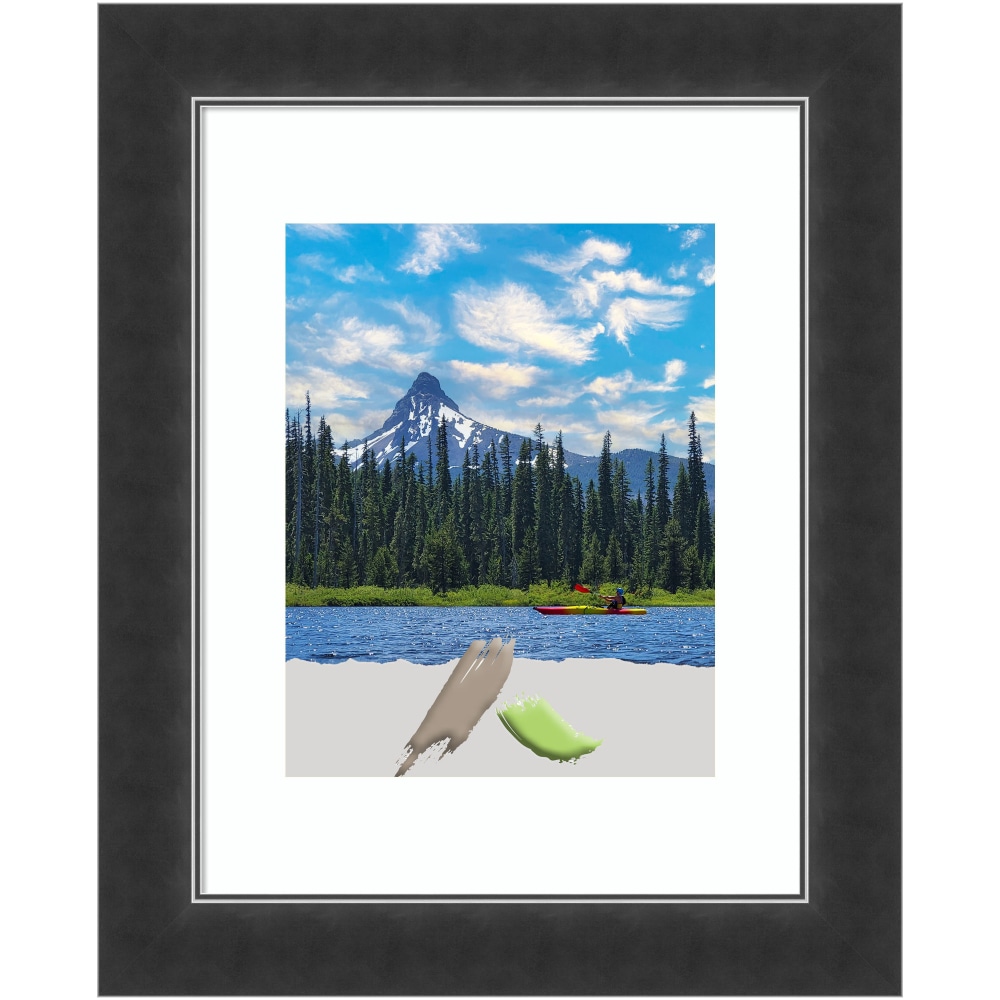 Amanti Art Corvino Narrow Wood Picture Frame, 14in x 17in, Opening Size 11in x 14in (Matted To 8in x 10in), Black MPN:A42708300846