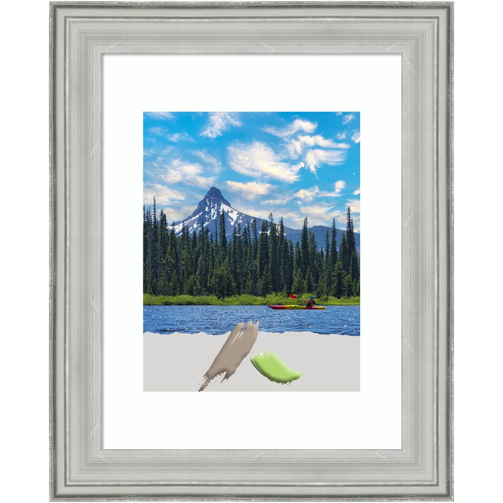 Amanti Art Wood Picture Frame, Opening Size 11in x 14in, Matted To 8in x 10in, 14in x 17in, Bel Volto Silver MPN:A42708300848