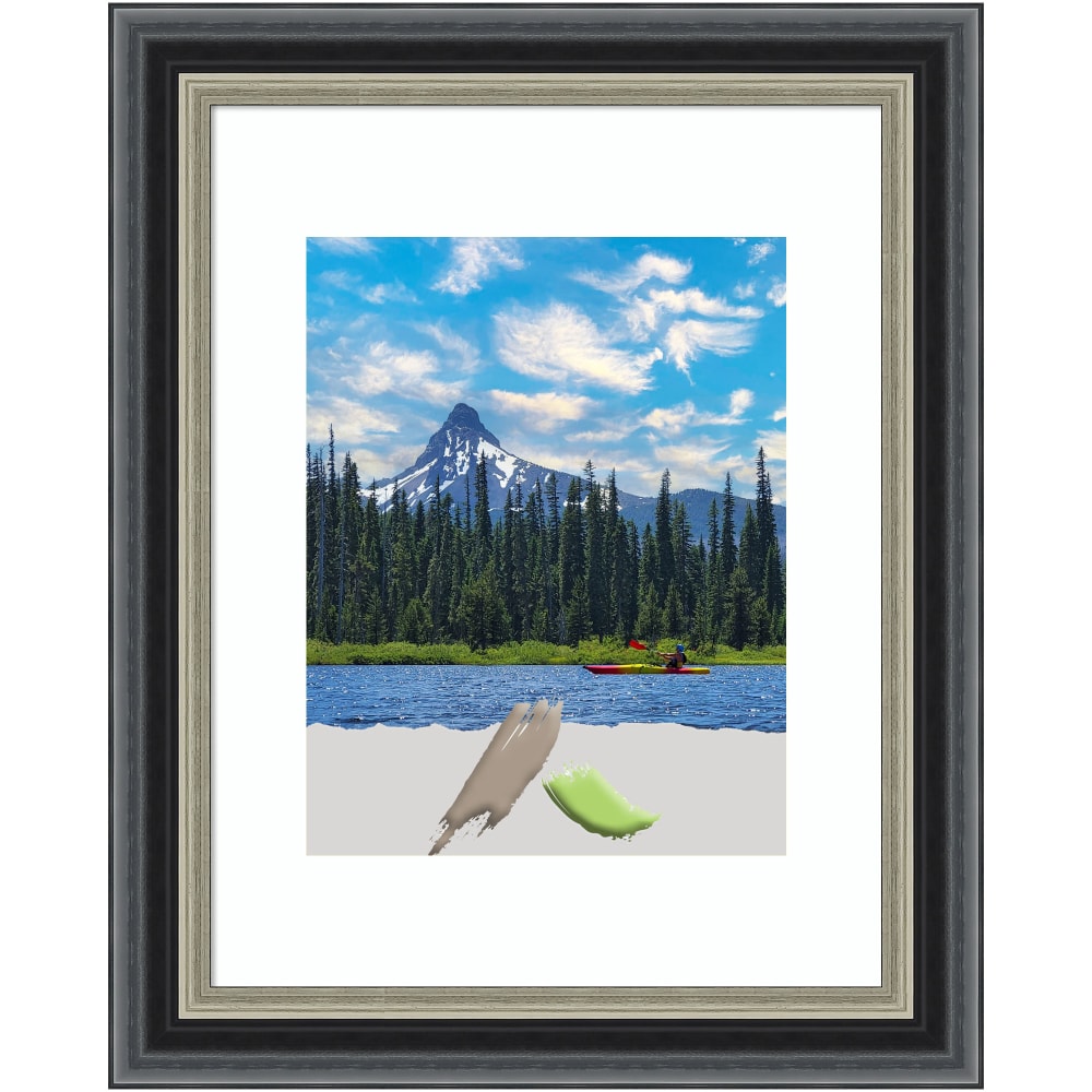 Amanti Art Theo Wood Picture Frame, 14in x 17in, Opening Size 11in x 14in (Matted To 8in x 10in), Black Silver MPN:A42708301019