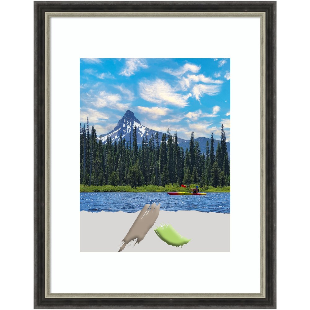 Amanti Art Theo Narrow Wood Picture Frame, 12in x 15in, Opening Size 11in x 14in (Matted To 8in x 10in), Black Silver MPN:A42708301020