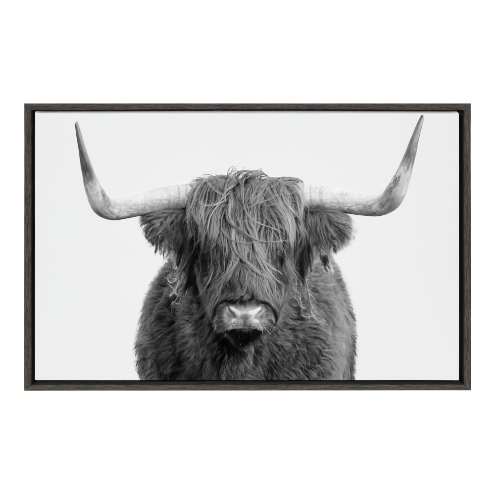 Uniek Kate And Laurel Sylvie Framed Canvas Wall Art, 23in x 33in, Highland Cow MPN:216794