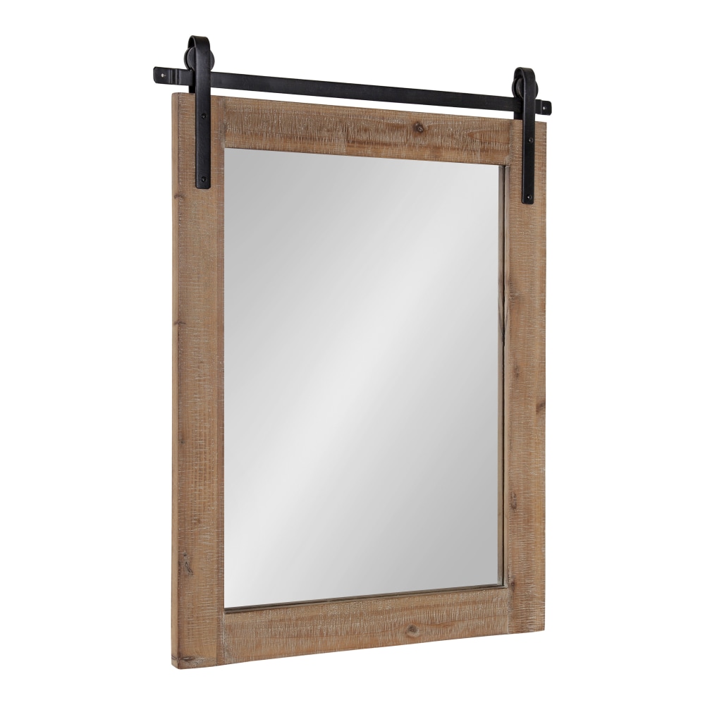 Uniek Kate And Laurel Cates Rectangle Mirror, 30-1/4inH x 24inW x 1-1/4inD, Rustic Brown MPN:216796