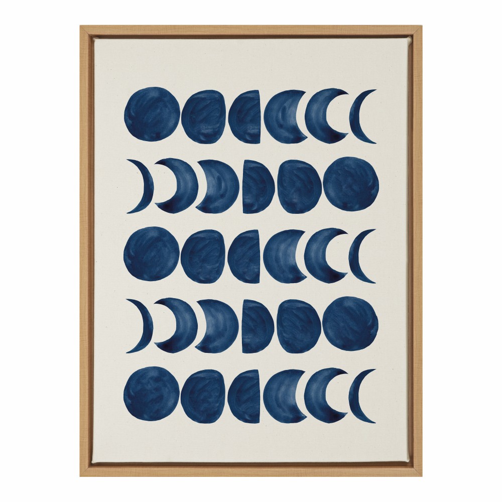 Uniek Kate And Laurel Sylvie Framed Canvas Wall Art, 18in x 24in, Moon Phases MPN:218384