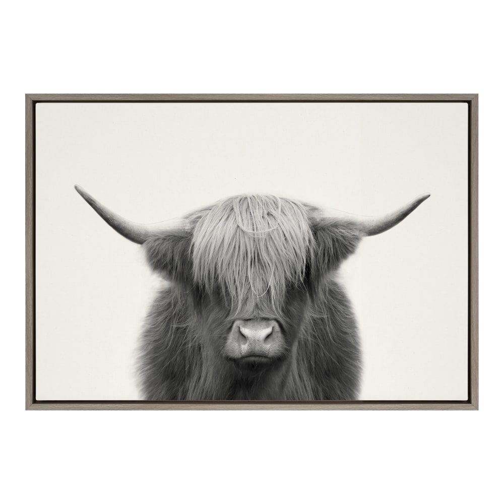 Uniek Kate And Laurel Sylvie Framed Canvas Wall Art, 23in x 33in, Hey Dude Highland Cow MPN:218899
