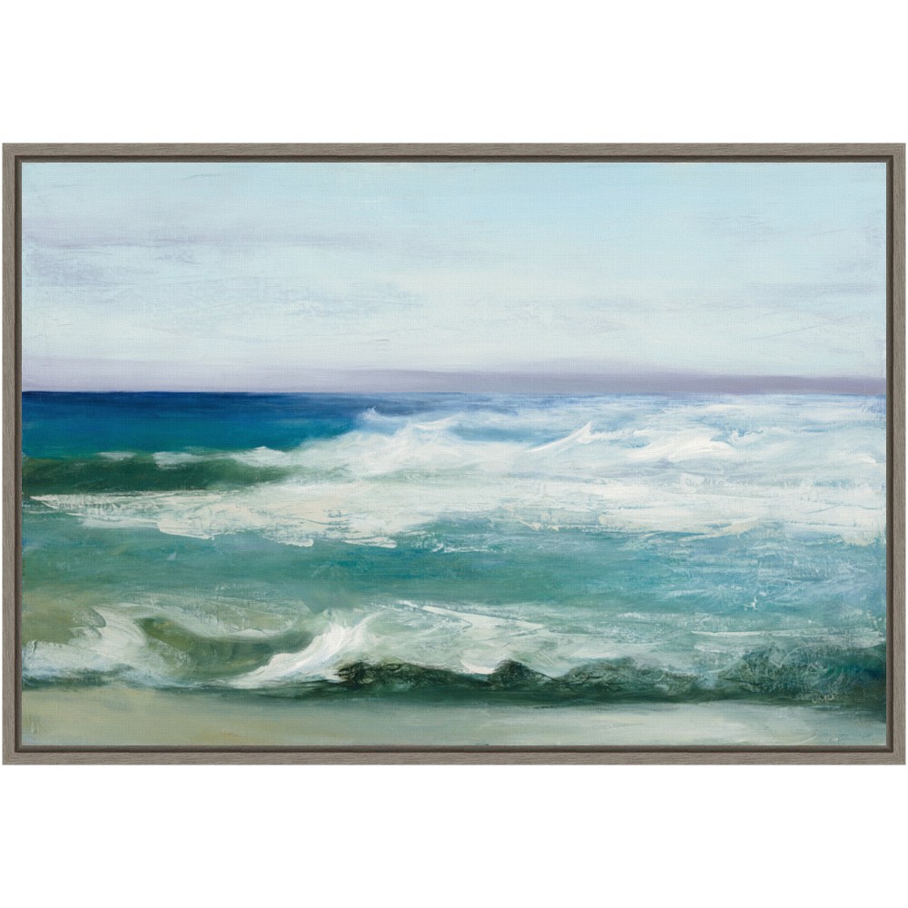 Amanti Art Azure Ocean by Julia Purinton Framed Canvas Wall Art Print, 16inH x 23inW, Greywash MPN:A42704078981