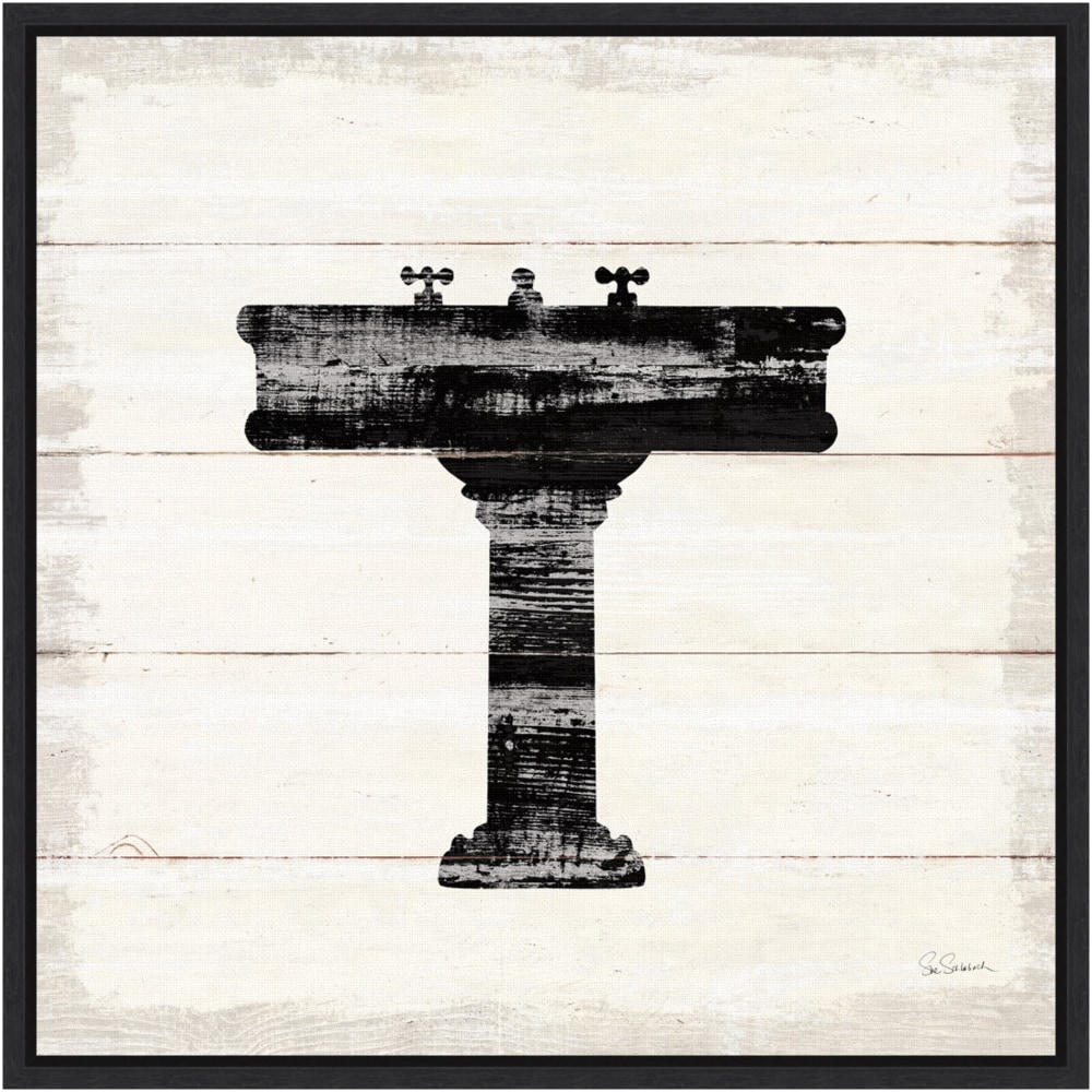 Amanti Art Shiplap Bath II by Sue Schlabach Framed Canvas Wall Art Print, 16inH x 16inW, Black MPN:A42704675937