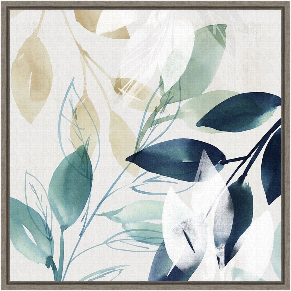 Amanti Art Green Sleeves II (Leaves) by Isabelle Z Framed Canvas Wall Art Print, 16in x 16in, Graywash MPN:A42704835516