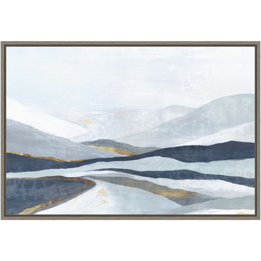 Amanti Art Far Away Land I Mountains by Eva Watts Framed Canvas Wall Art Print, 16inH x 23inW, Greywash MPN:A42704846132