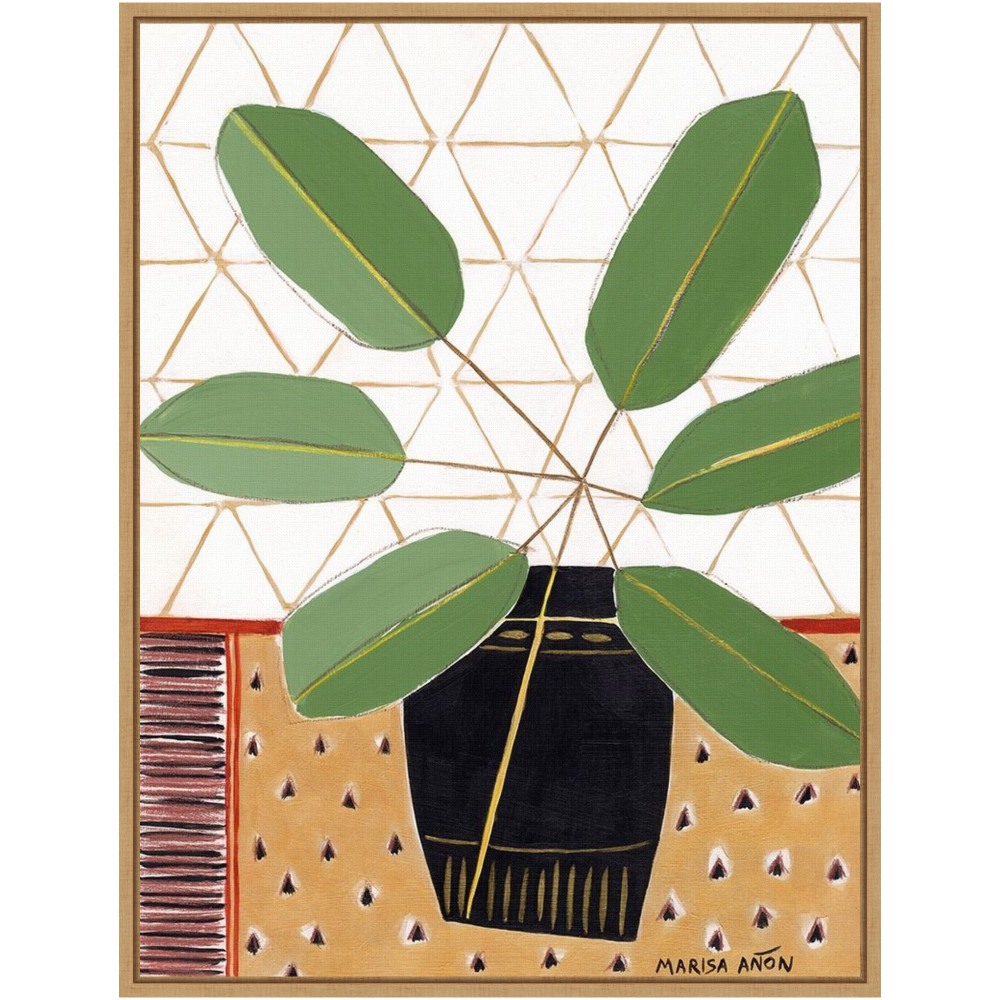 Amanti Art Gold Tablecloth 4 Plant by Marisa Anon Framed Canvas Wall Art Print, 24inH x 18inW, Maple MPN:A42704854111