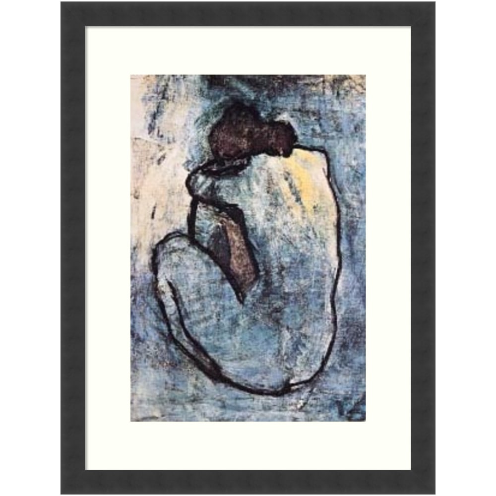 Amanti Art The Blue Nude (Seated Nude) 1902 by Pablo Picasso Wood Framed Wall Art Print, 16inW x 20inH, Black MPN:A42704959161