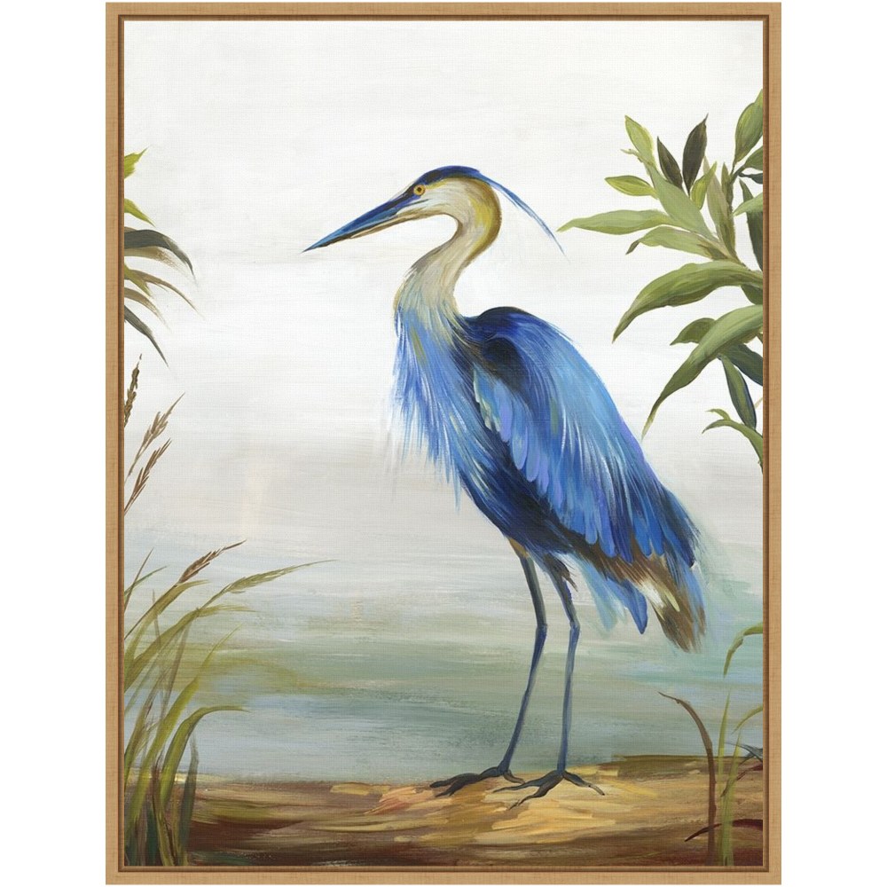 Amanti Art Blue Heron by Aimee Wilson Framed Canvas Wall Art Print, 24inH x 18inW, Maple MPN:A42704987140