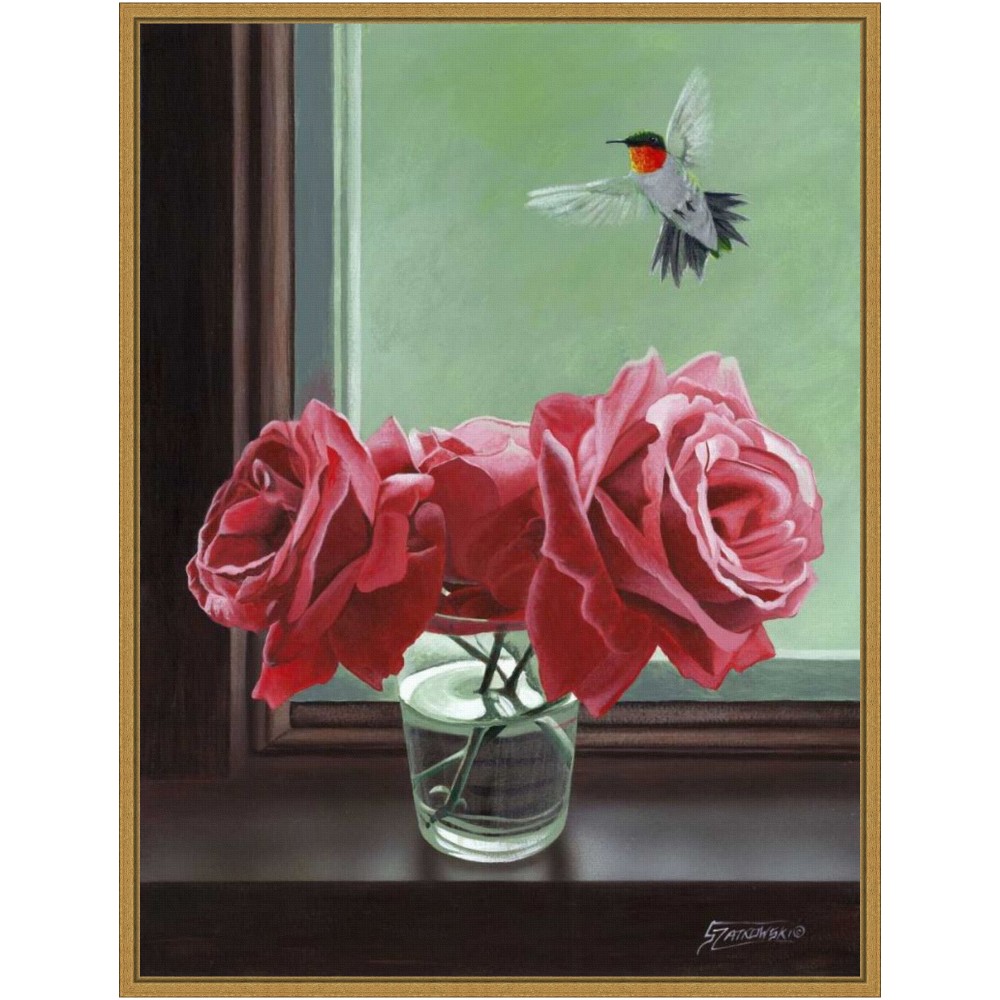 Amanti Art Window Shopping Rose by Fred Szatkowski Framed Canvas Wall Art Print, 24inH x 18inW, Gold MPN:A42705040769