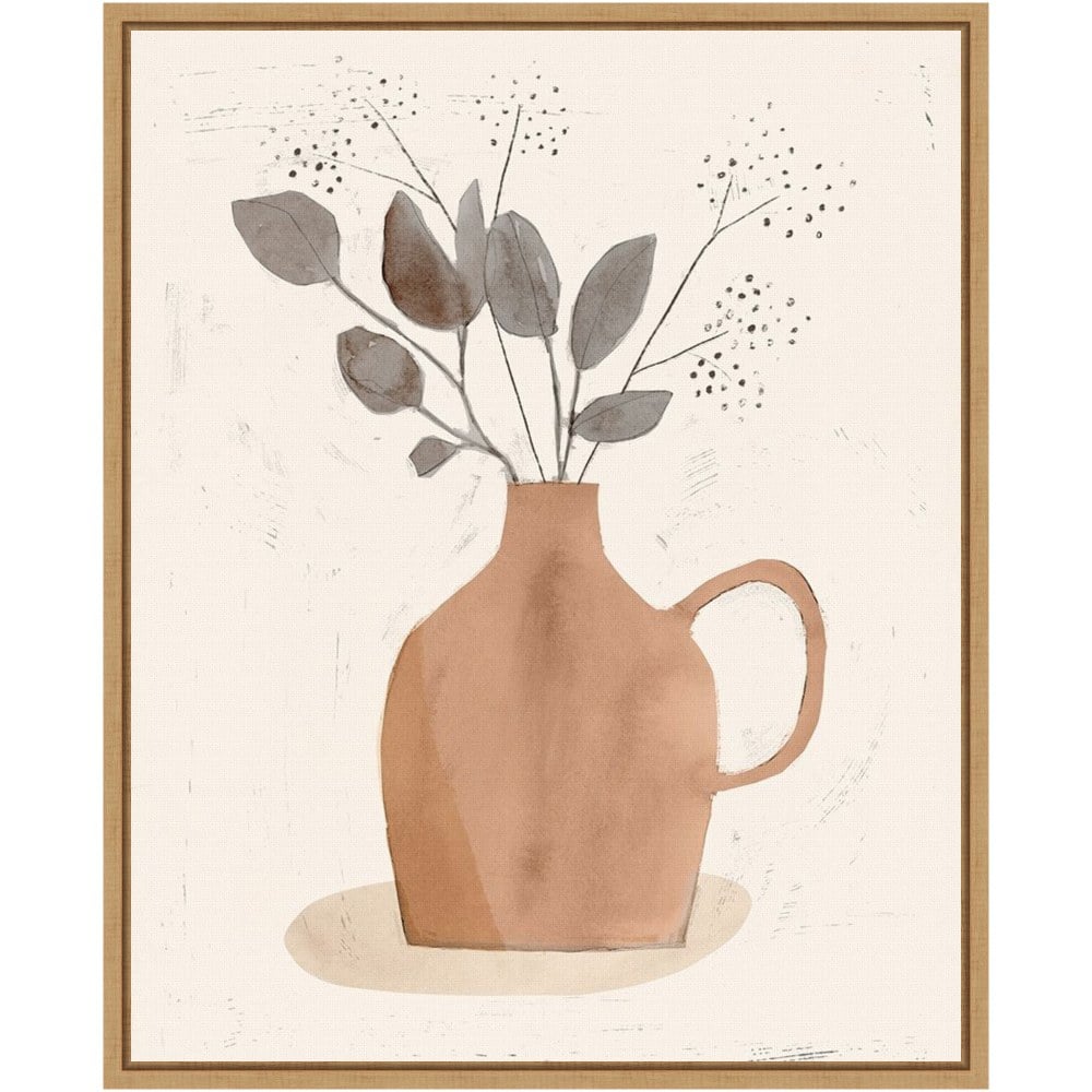 Amanti Art La Planta II (Floral Vase) by Victoria Barnes Framed Canvas Wall Art Print, 16in x 20in, Maple MPN:A42705322586