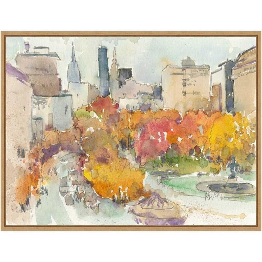 Amanti Art Autumn in New York Study III by Samuel Dixon Framed Canvas Wall Art Print, 18inH x 24inW, Maple MPN:A42705322611