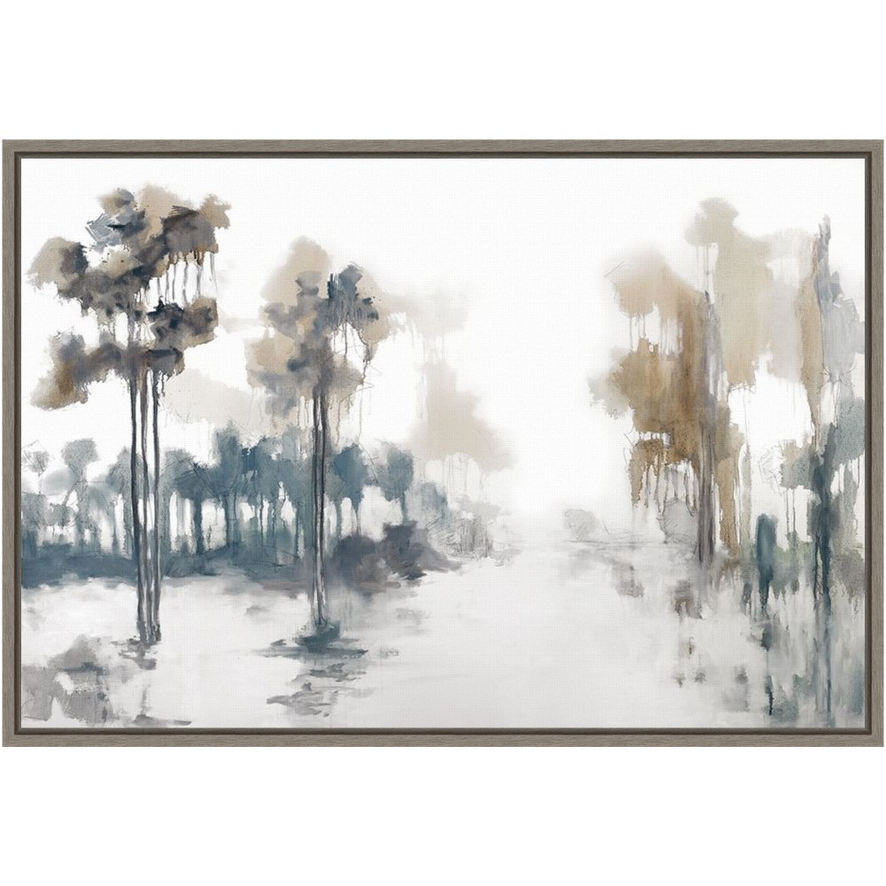 Amanti Art Back Roads Forest And Fields by Jacqueline Ellens Framed Canvas Wall Art Print, 16inH x 23inW, Graywash MPN:A42705374654