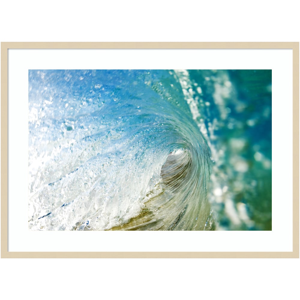 Amanti Art Beautiful Hawaiian Wave by Design Pics Wood Framed Wall Art Print, 30inH x 41inW, Natural MPN:A42705534177