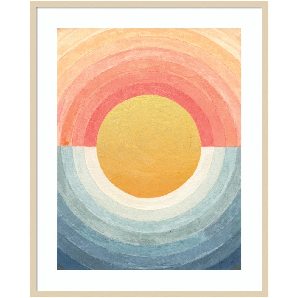 Amanti Art Retro Vibes Abstract Sun by Danhui Nai Wood Framed Wall Art Print, 33inW x 41inH, Natural MPN:A42705534571