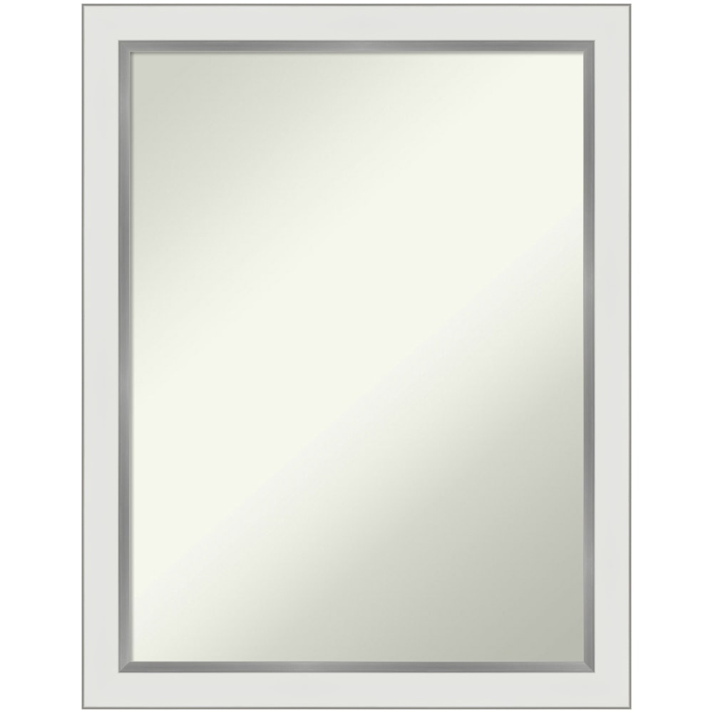 Amanti Art Narrow Non-Beveled Rectangle Framed Bathroom Wall Mirror, 27in x 21in, Eva White Silver MPN:A42705545684