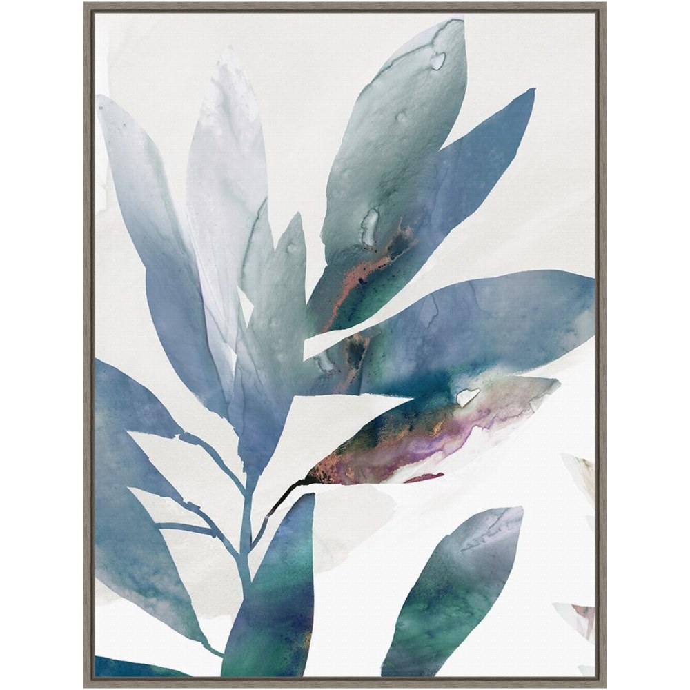 Amanti Art Indigo Sprig I by Isabelle Z Framed Canvas Wall Art Print, 23in x 30in, Graywash MPN:A42707108928