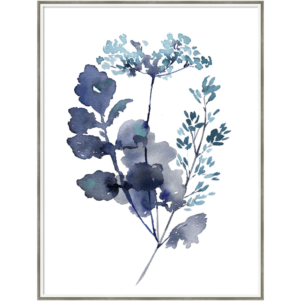 Amanti Art Botanical Lace Leaf Indigo by Sara Berrenson Wood Framed Wall Art Print, 41inH x 31inW, White MPN:A42707158672