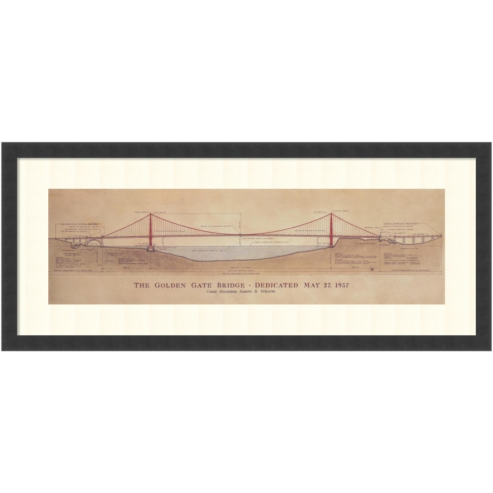 Amanti Art Golden Gate Bridge by Craig S. Holmes Wood Framed Wall Art Print, 17inH x 40inW, Black MPN:A4270981492
