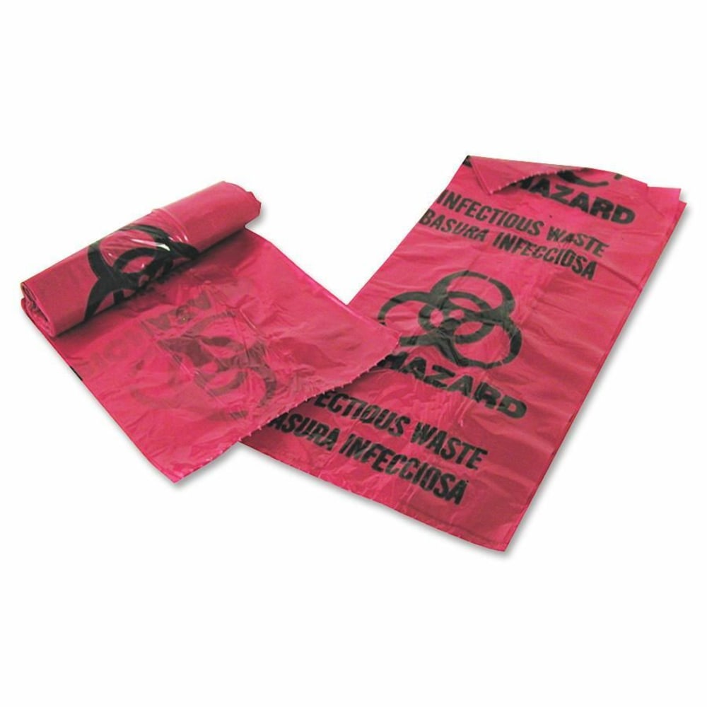 Unimed Stick-On Biohazard Infectious Waste Bags, 1 Gallon, Red, Box Of 100 (Min Order Qty 2) MPN:01EB086000