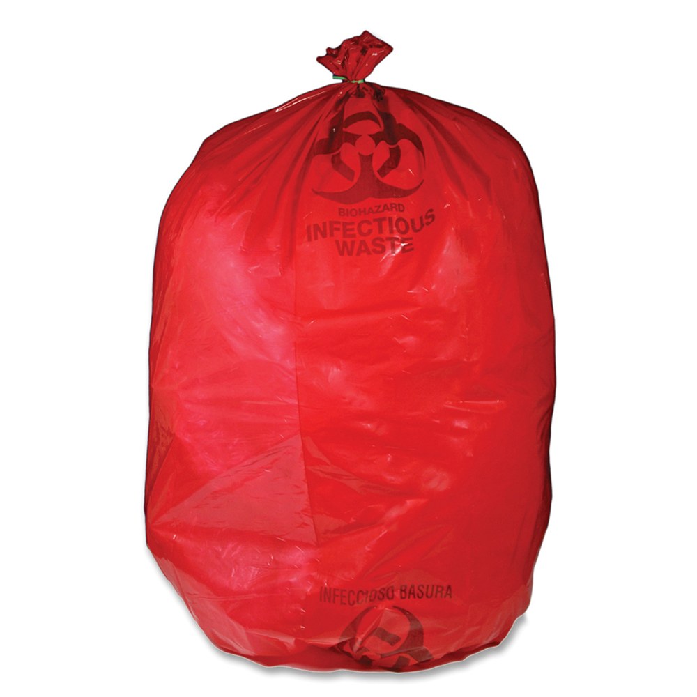 Unimed Red Biohazard Waste Bags, 30-33 Gallons, Box Of 50 (Min Order Qty 2) MPN:RIWB142143