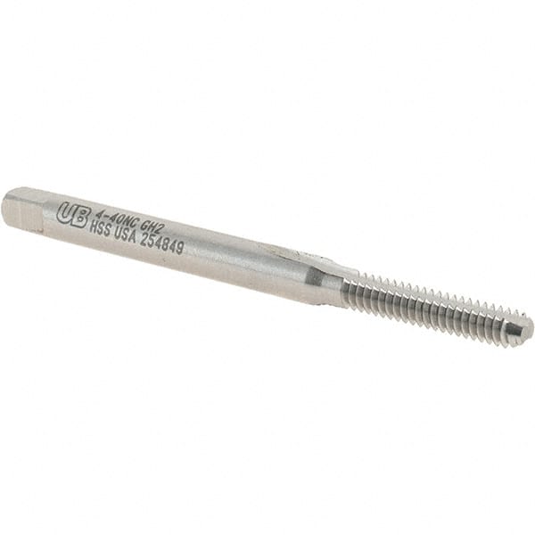 Straight Flute Tap: #4-40 UNC, 2 Flutes, Bottoming, 2B/3B Class of Fit, High Speed Steel, Bright/Uncoated MPN:6007255