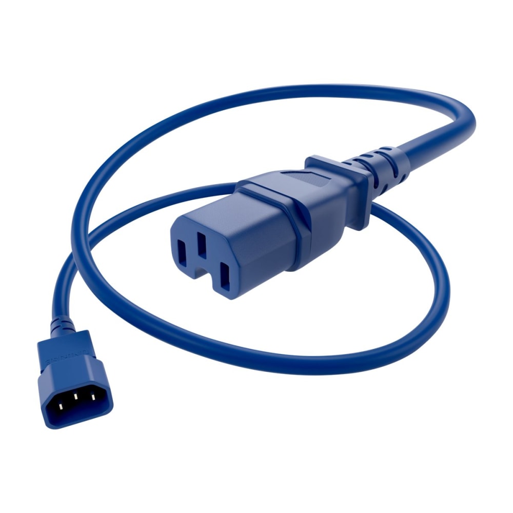 UNC Group - Power extension cable - IEC 60320 C14 to IEC 60320 C15 - 250 V - 15 A - 61 cm - blue MPN:PWCD-C14C15-15A-02F-BLU