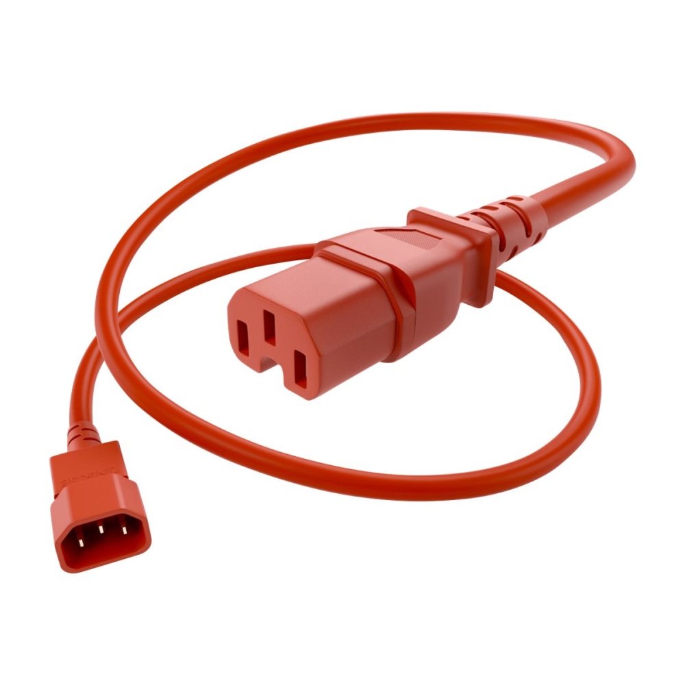 UNC Group - Power extension cable - IEC 60320 C14 to IEC 60320 C15 - 250 V - 15 A - 2 ft - red (Min Order Qty 10) MPN:PWCD-C14C15-15A-02F-RED