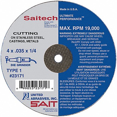 CutOff Wheel Saitech 3 x1/16 x3/8 MPN:23140
