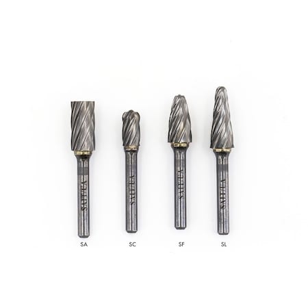 SAIT 45052 Non-ferrous (Aluminum Cut) Carbide Burs, Type SC3NF, 3/8