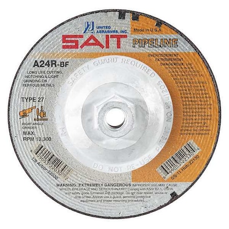 Cut-Off & Grinding Wheel, Type 27, 6 in Dia, 0.125 in Thick, 5/8