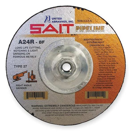 Cut-Off & Grinding Wheel, Type 27, 7 in Dia, 0.125 in Thick, 5/8