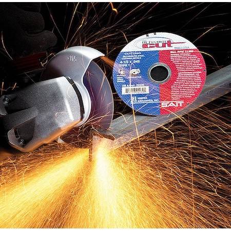 Abrasive Cut-Off Wheel, Type 1, 5 in Dia, 0.045 in Thick, 7/8 in Arbor Hole Size, Aluminum Oxide MPN:22235
