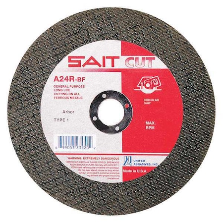 Abrasive Cut-Off Wheel, Type 1, 4 1/2 in Dia, 0.0938 in Thick, 7/8 in Arbor Hole Size, 24 Grit MPN:23100