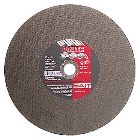 Abrasive Cut-Off Wheel, Type 1, 14 in Dia, 0.125 in Thick, 1 in Arbor Hole Size, Aluminum Oxide MPN:23452