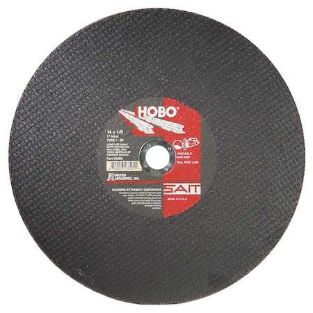 Abrasive Cut-Off Wheel, Type 1, 14 in Dia, 0.125 in Thick, 1 in Arbor Hole Size, Aluminum Oxide MPN:23501