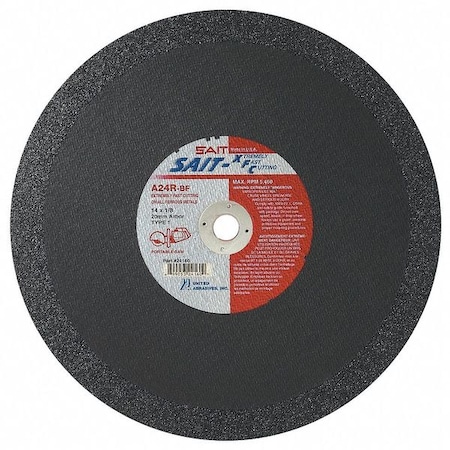 Abrasive Cut-Off Wheel, Type 1, 14 in Dia, 0.125 in Thick, 20 mm Arbor Hole Size, Aluminum Oxide MPN:24160