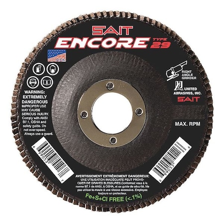 SAIT 71265 Encore Fiberglass Backed Flap Disc (Type 29) 7