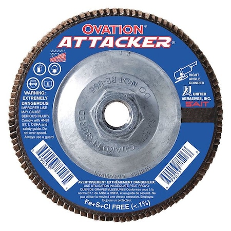 SAIT 76348 Ovation Attacker High Density Fiberglass Backed Flap Disc (Type 27) 6