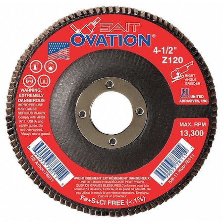 SAIT 78008 Ovation High Density Fiberglass Backed Flap Disc (Type 27) 4-1/2